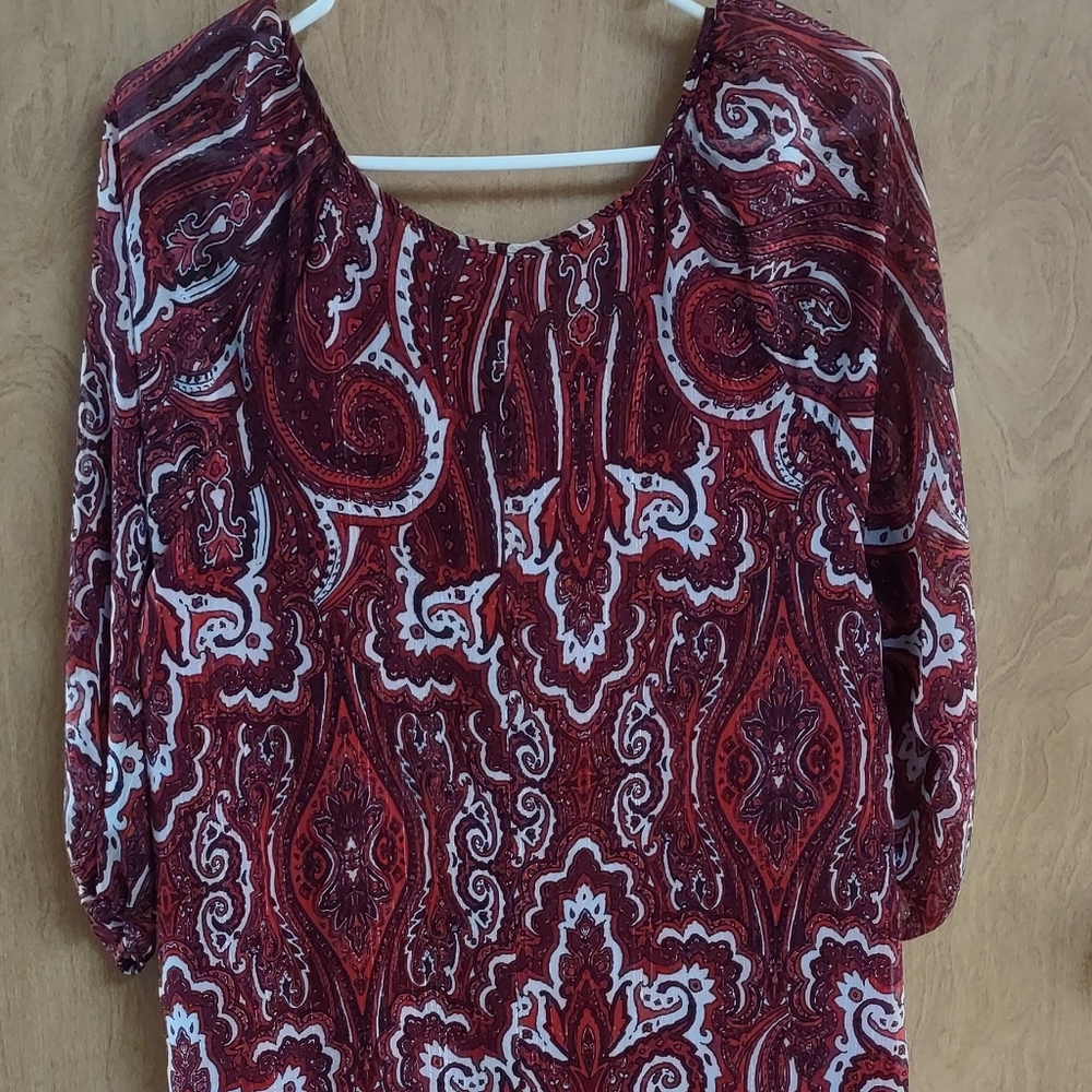 Red and white top size 14